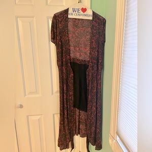ALL SAINTS Burgundy and Black Patterned Midi Dress